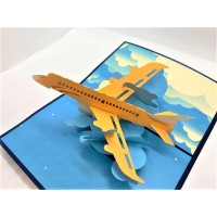 Handmade 3D Pop Up Card Passenger Jet Aircraft Airline airplane Aviation Birthday Graduation Exam Pass Pilot Father's Day Wedding Anniversary Valentine's Day